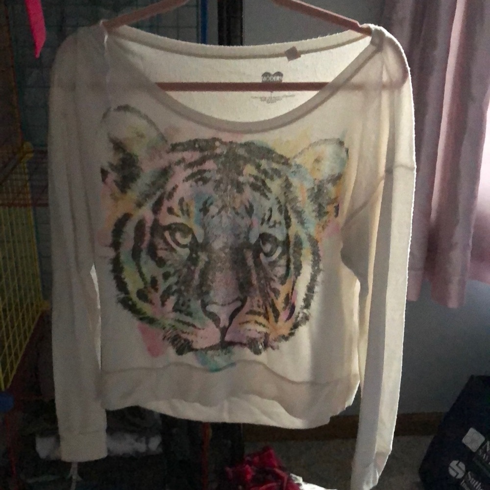 White Tiger watercolor splatter sweater